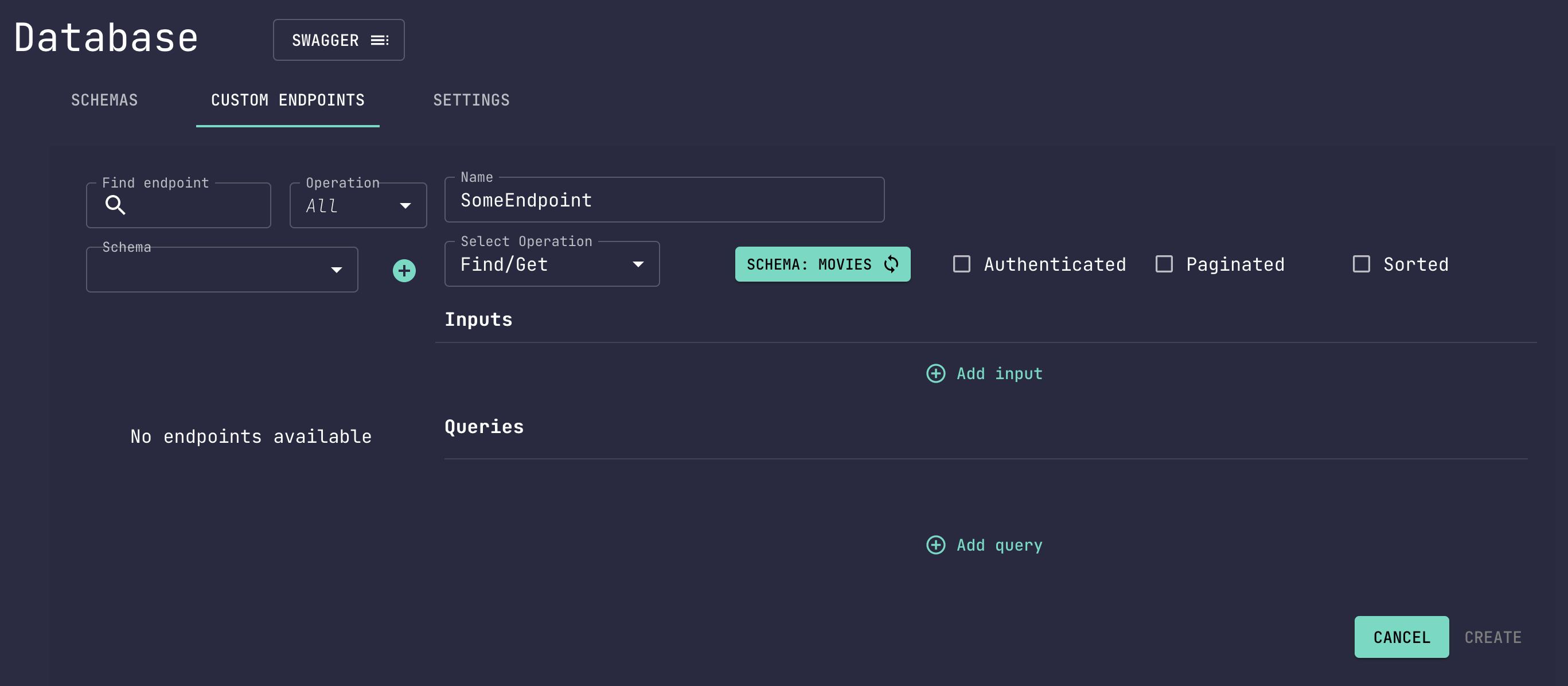 Custom Endpoints Panel