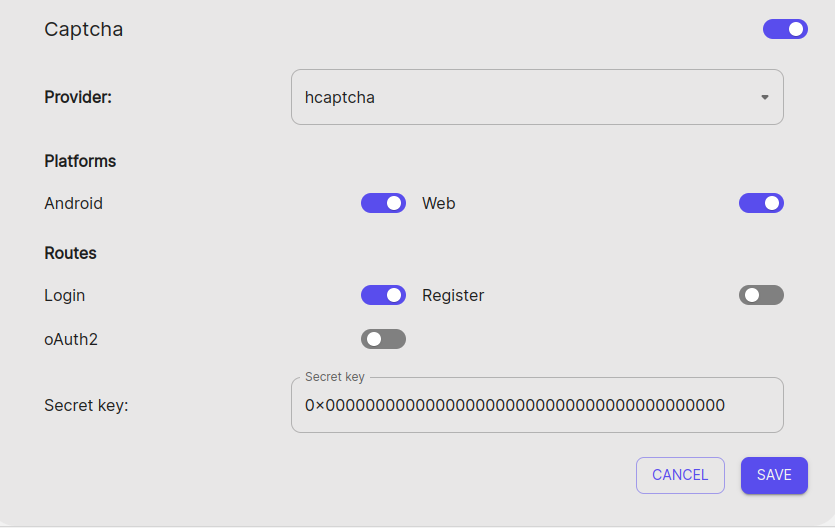 Configuring captcha