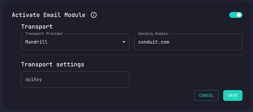 Mandrill Configuration